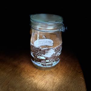 Vtg Currier & Ives Glass Storage Jar